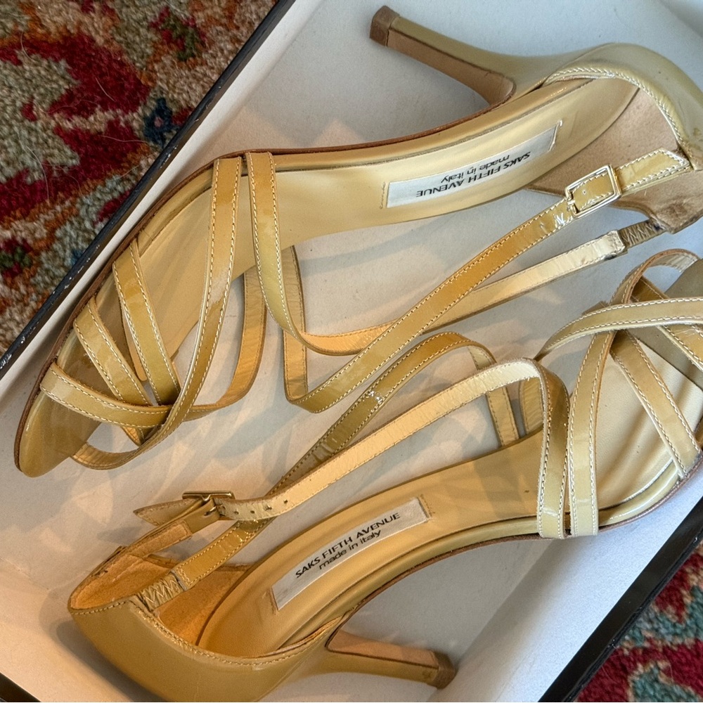 Saks Fifth Avenue Yellow Strappy Heels